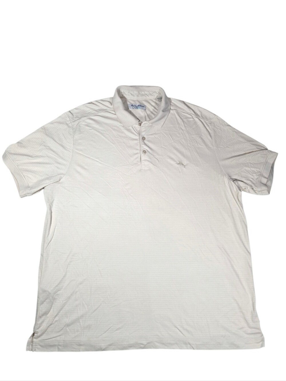 Tommy Bahama IslandZone Cream Striped Polo Shirt Men's sz XL